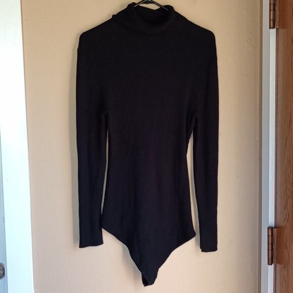 Abercrombie & Fitch one piece ribbed roll neck sweater bodysuit Black Size XL - Picture 1 of 10